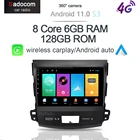 Автомобильный DVD-плеер Carplay с камерой IPS 360, 6G + 128G, Android 11,0, GPS, Wi-Fi, Bluetooth, RDS, радио для Mitsubishi Outlander Xl 2 2005-2012