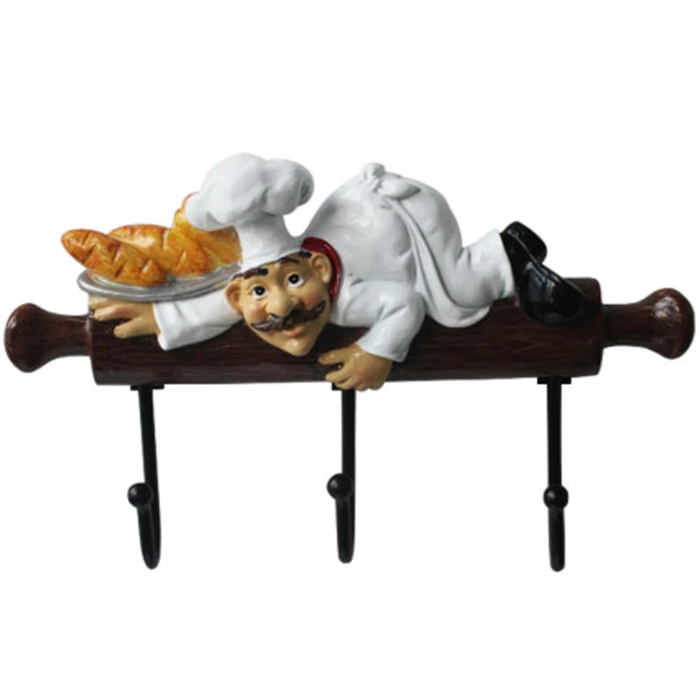 Креативные кухонные настенные крючки статуэтка шеф-повара настенная полка из