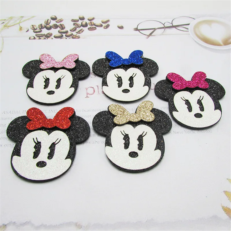 10 шт. блестящая ткань Микки ватные нашивки Маус аппликации для поделок своими