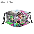 2 постера модная моющаяся маска для рта splotoon многопользовательская онлайн-съемка противостояние игра многоразовые фильтры маска против дымки