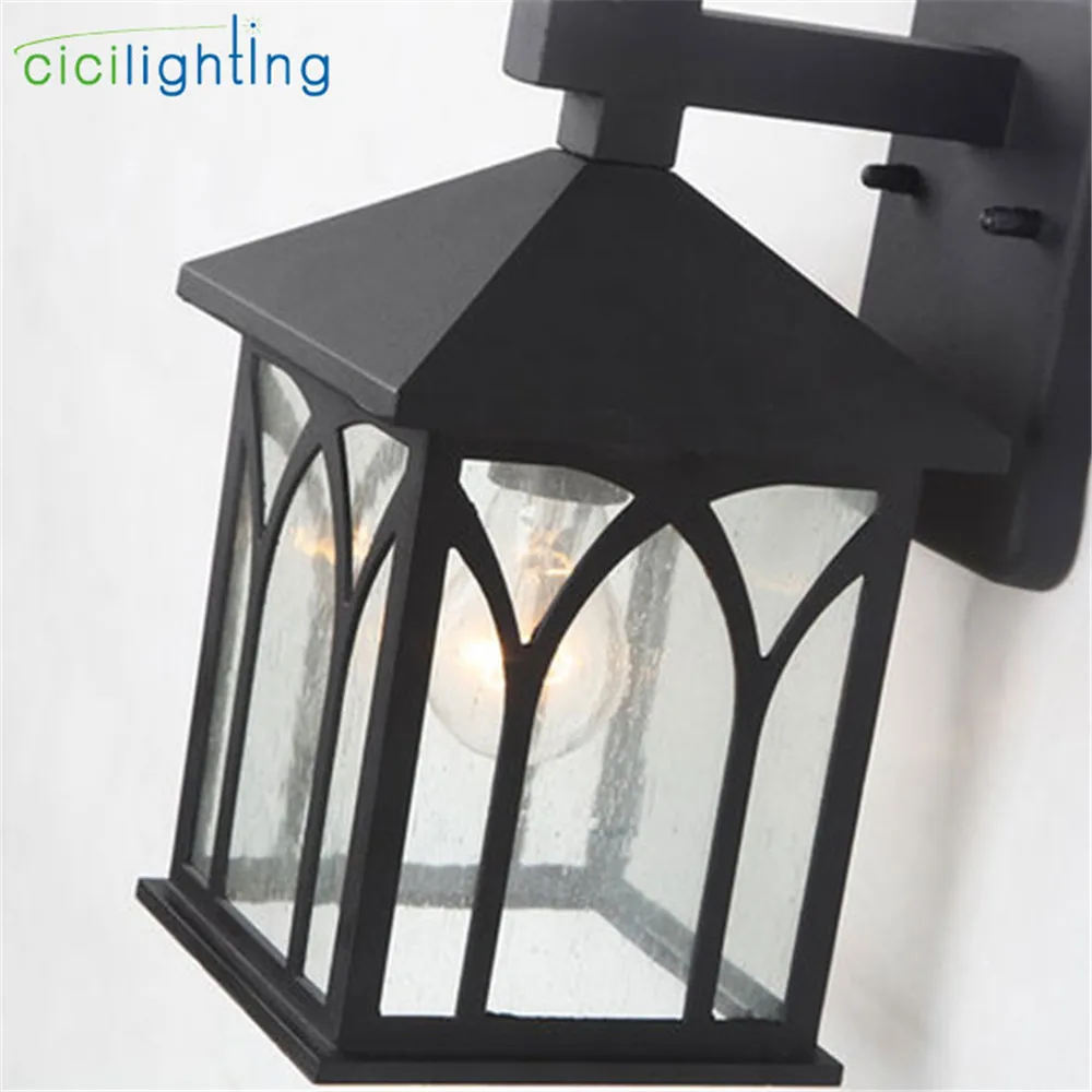 Материя черный E27 лампа для крыльца Уличный настенный светильник