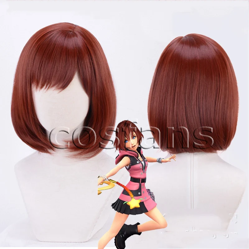 

Kingdom Hearts III Cosplay Kairi Princess Black Boot Shoes Kairi Short Reddish Brown Heat Resistant Synthetic Hair Cosplay Wig