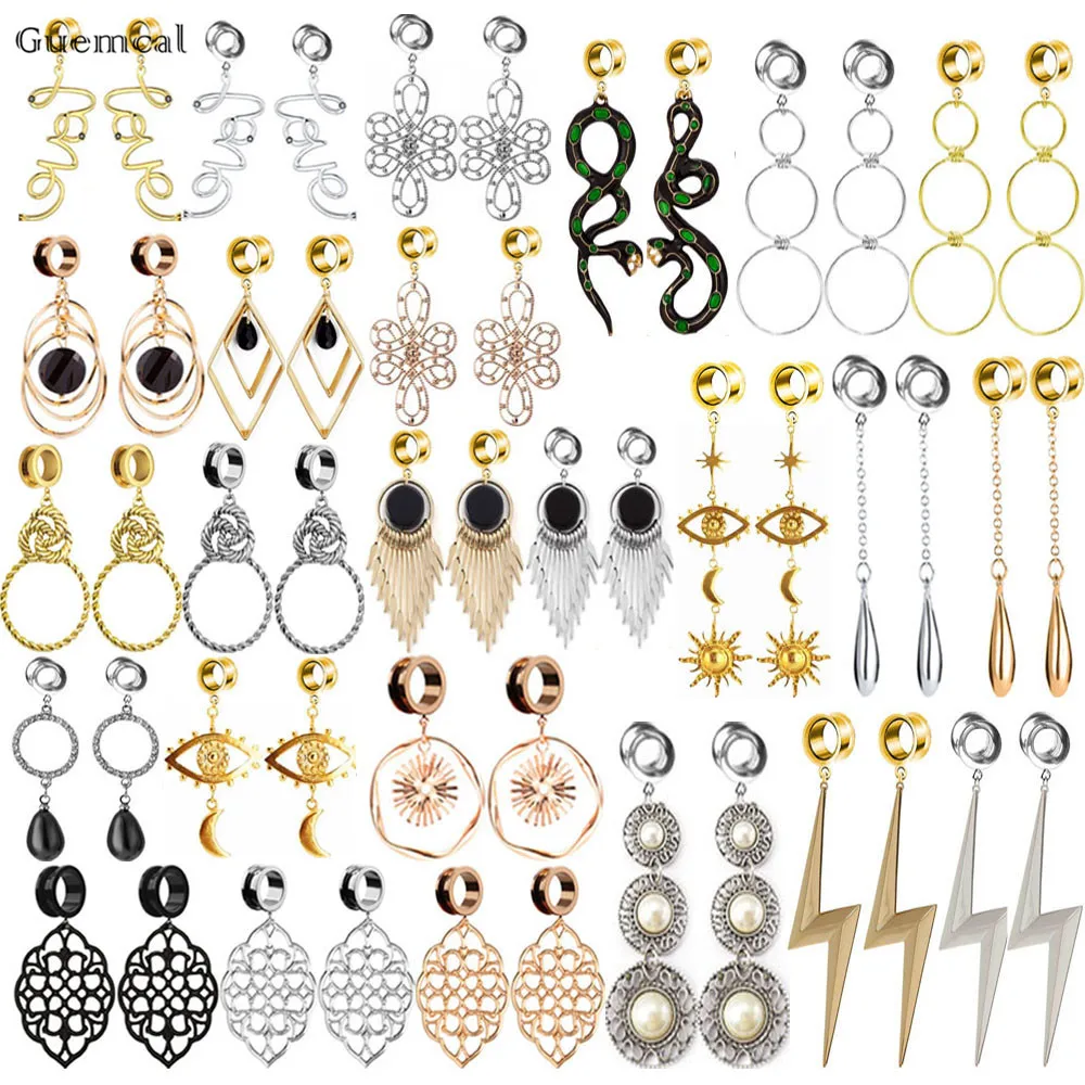 

Guemcal 2pcs Fashion Personality Long Geometric Lightning Pendant Ear Expansion Body Piercing Jewelry