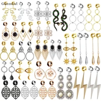 guemcal 2pcs fashion personality long geometric lightning pendant ear expansion body piercing jewelry