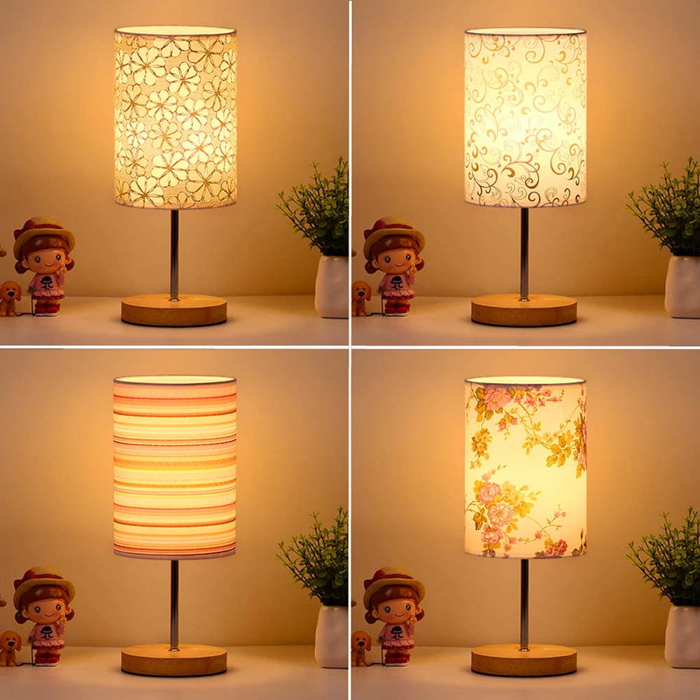 Современная настольная лампа деревянная теплый белый для спальни гостиной