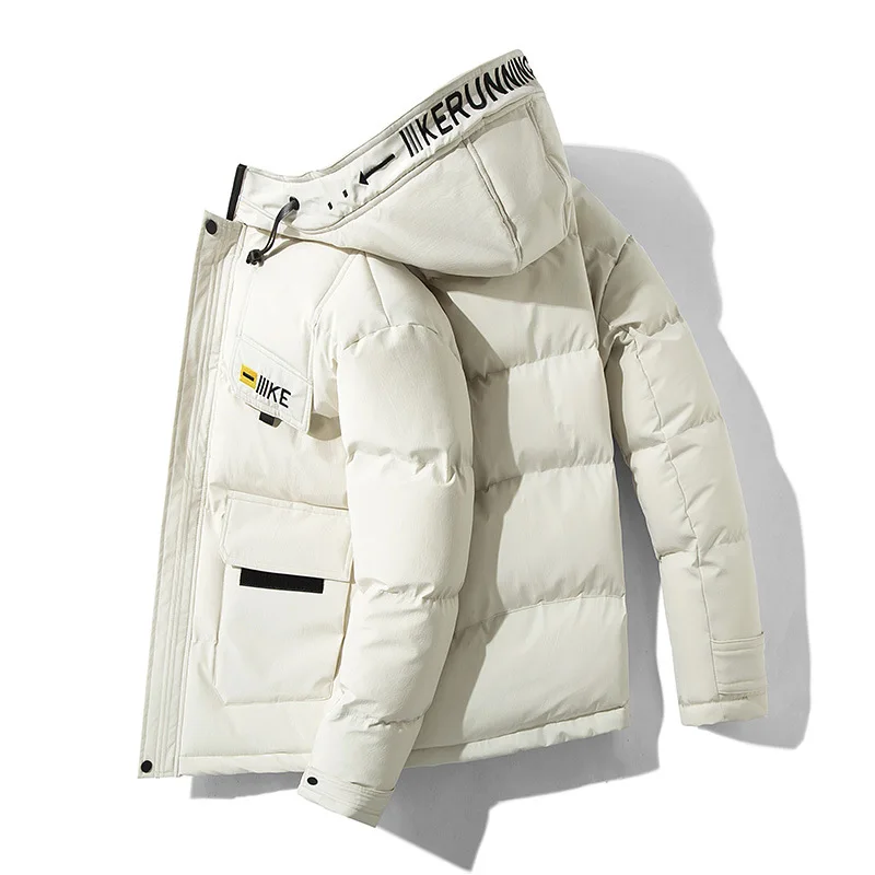 Winter Jacket Men Fashion Workwear New Style Young Puffer Jacket Short Thicken Outdoor Warm White And Black Goose Down Coats