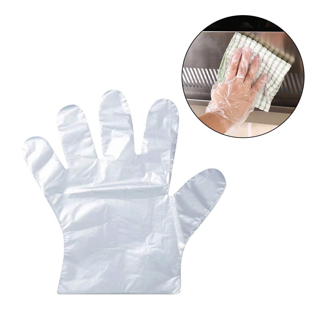 

500 Pcs/set Transparent PE Disposable Gloves Non-slip Sanitary Gloves Anti-dust Anti-oil for Restaurant Office Portable Gloves
