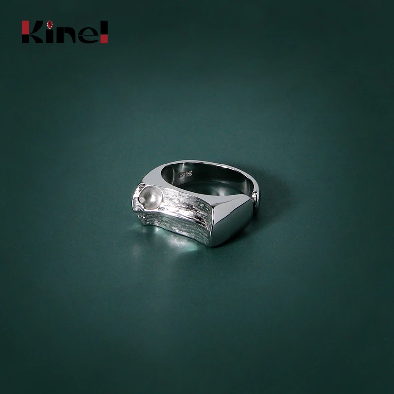 

Kinel Rings Korean Unique 925 Sterling Silver INS Retro Female Ring Silver 925 Ring Minimalist Not Allergic Jewelry