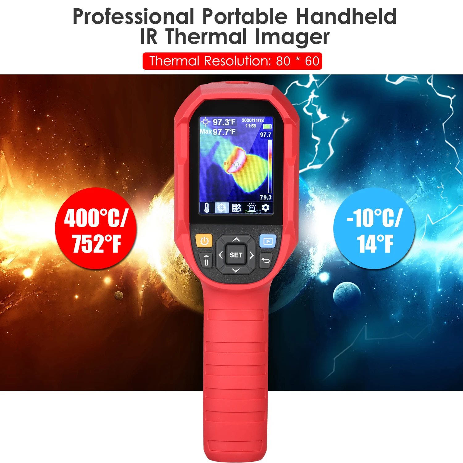 UNI T UTi85A тепловизор Инфракрасная тепловая камера 14 ~ 752 ℉( 10 400 ℃) диапазон 2 8 дюймов