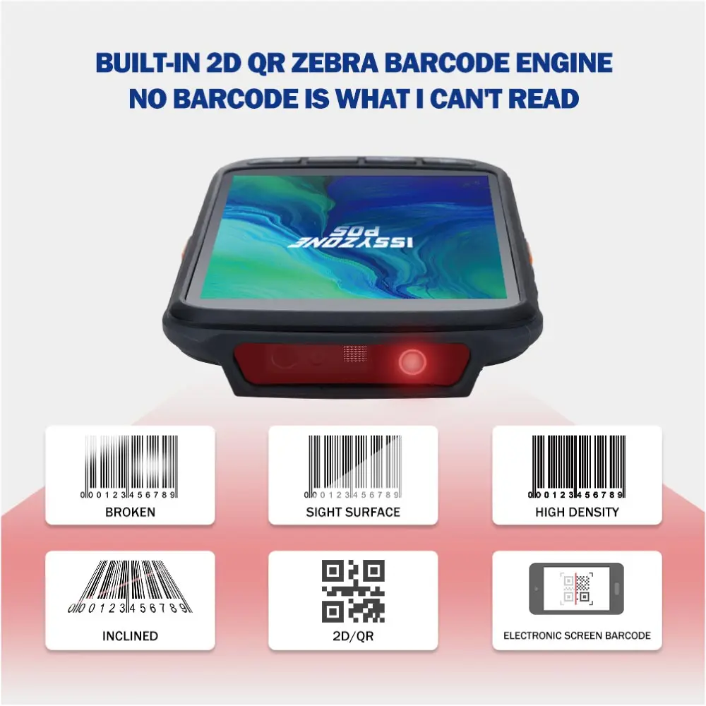 IssyzonePOS Android 6,0 PDA 2D сканер штрих-кода pos-терминал NFC Беспроводной считыватель штрих-кодов сборщик данных сенсорный прочный PDA