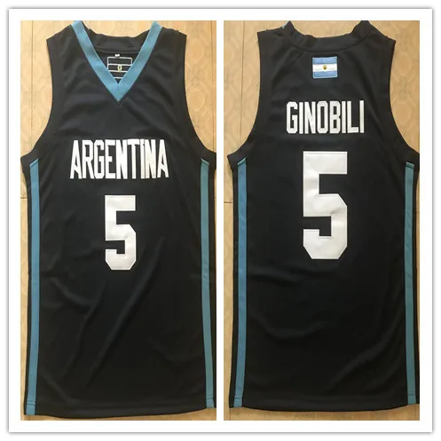 

Новинка 2020, баскетбольная Футболка команды Ginobili 5 Manu, Аргентина, темно-синий цвет, Мужская футболка, сшитая под заказ, с любым номером