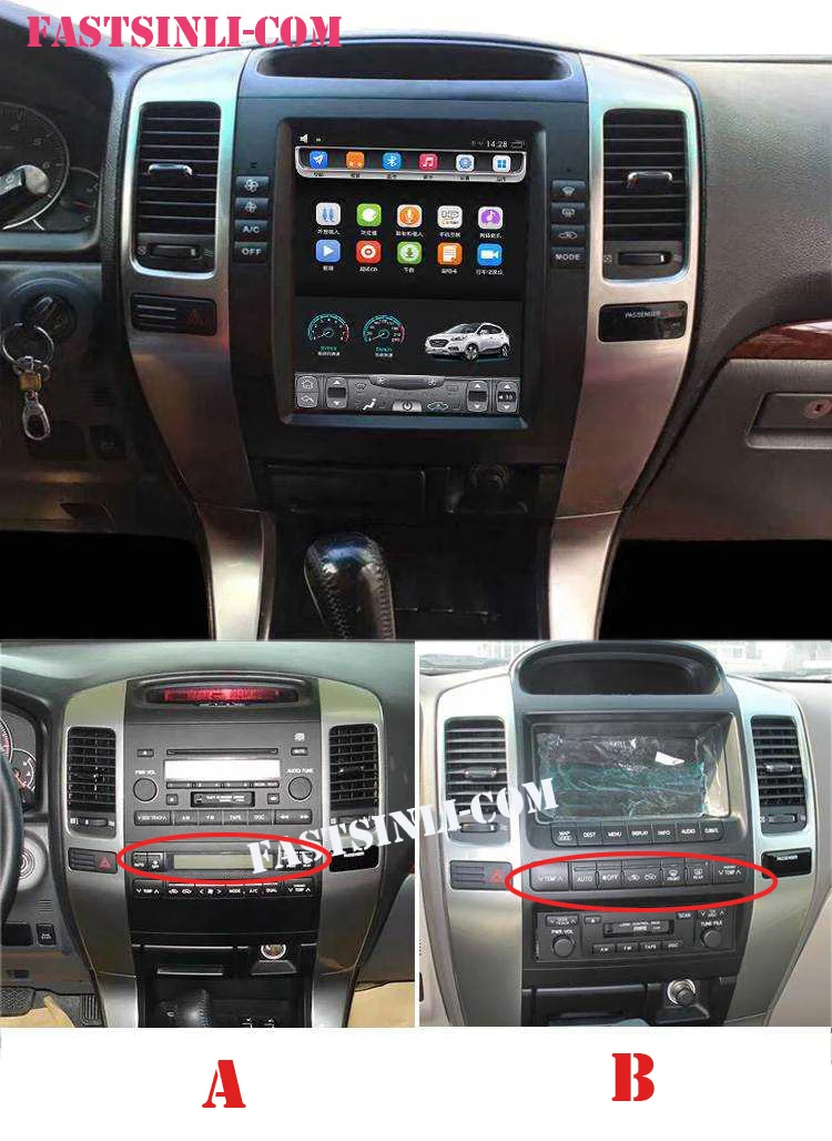 Android автомобильный плеер Tesla стиль мультимедийный плеер для Lexus GX470 Toyota Land Cruiser Prado 120 2002-2009 gps навигация