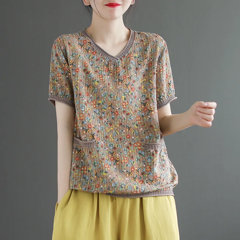 Женская футболка Max LuLu повседневная летняя в Корейском стиле с цветочным принтом