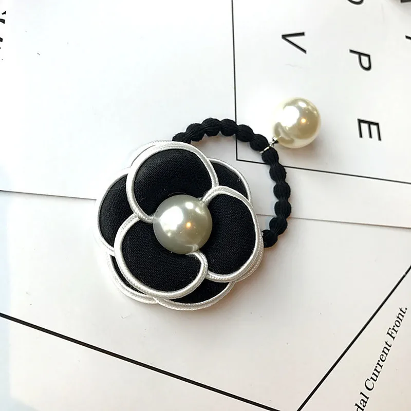 Корейский простой цветок камелии Ткань Искусство имитация жемчуга эластичные