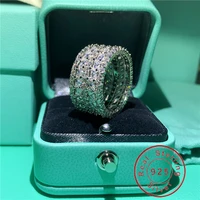 luxury flower ring silver color 925 aaaaa cz stone big engagement wedding band ring for women bridal jewelry