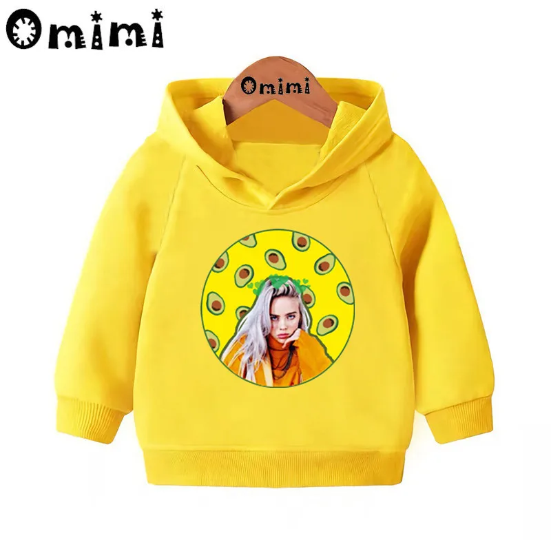 Детские толстовки Billie Eilish в стиле хип-хоп; Детские повседневные толстовки с капюшоном; пуловер для малышей; топы для девочек и мальчиков; осенняя одежда; KMT4545 - Цвет: Yellow-4545D