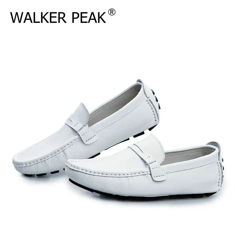 Мужские дышащие мокасины из натуральной кожи коричневые повседневные туфли