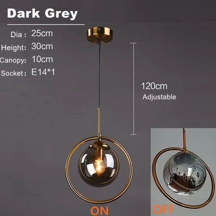 Smoke Gray 1 piece LukLoy Лофт Современный Подвесной Потолочный светильник Подвеска у кровати светильник кухня Остров Подвесная лампа бобы стеклянный шар блеск светодиодный светильник ing - Цвет корпуса: Smoke Gray 1 piece