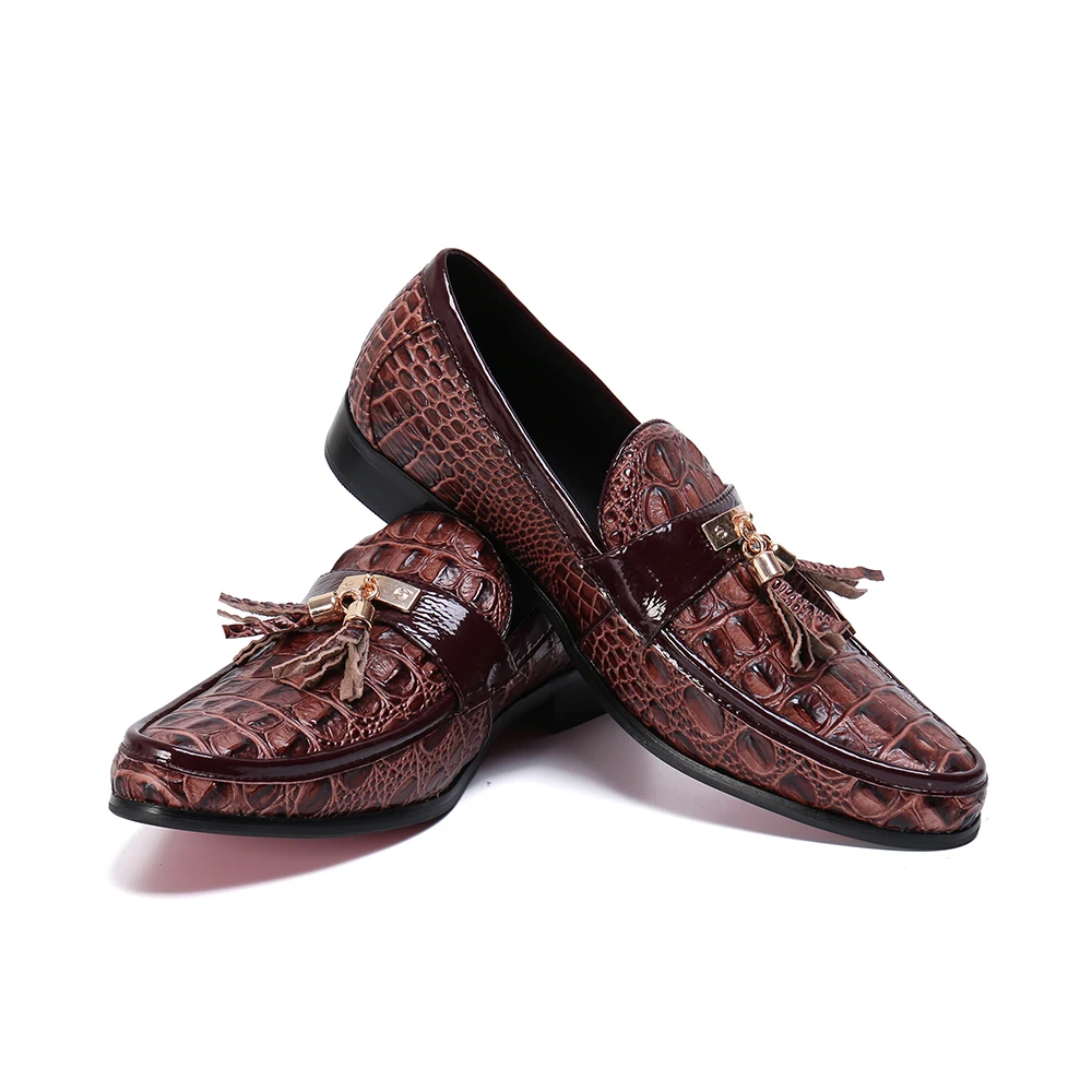 Лоферы мужские из натуральной кожи с крокодиловой текстурой ручной работы |
