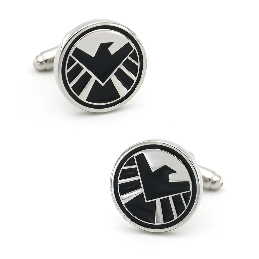 

Free Shipping Men's Designer Cufflinks Shield Design Black Color Quality Copper Cuff Links Wholesale&retail
