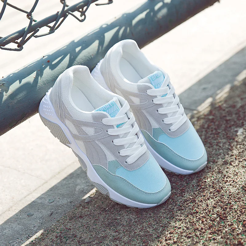 

Spring and Autumn New Sports Shoes Women's Color Matching Height-Increasing Running Shoes Flat Casual Shoes Student Board Shoes