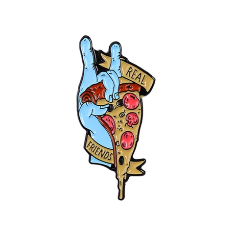 Страшные захватывающие булавки в виде скелета зомби, шелковые булавки с изображением вкусной пиццы, жесты рок-н-роллов для уникальной оригинальной броши, ювелирные изделия
