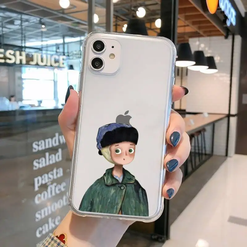 

Aesthetic Van Gogh graffiti Phone Case Transparent for iPhone 11 12 mini pro XS MAX 8 7 6 6S Plus X 5S SE 2020 XR