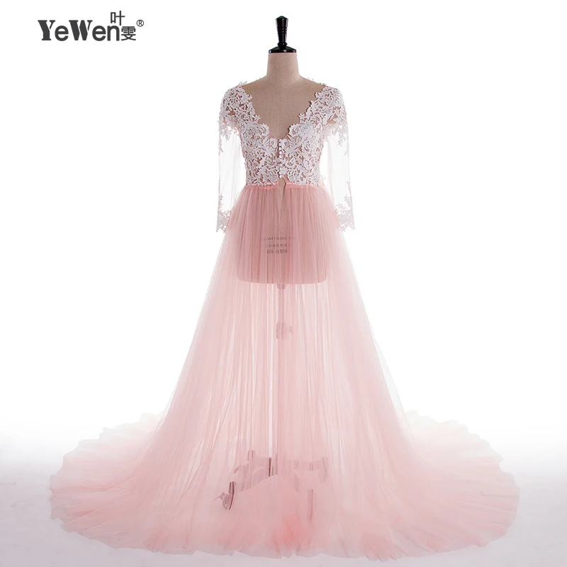 Кружевное официальное платье для беременных с длинным рукавом Тюлевое