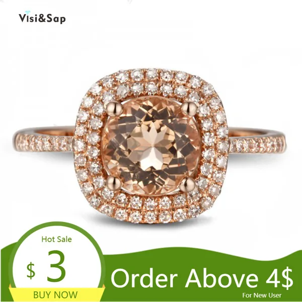 Висисап Элегантная леди Шампанское золото Icedout кольца с цирконами для женщин Ценные камни Юбилейные ювелирные изделия поставщика B2125.