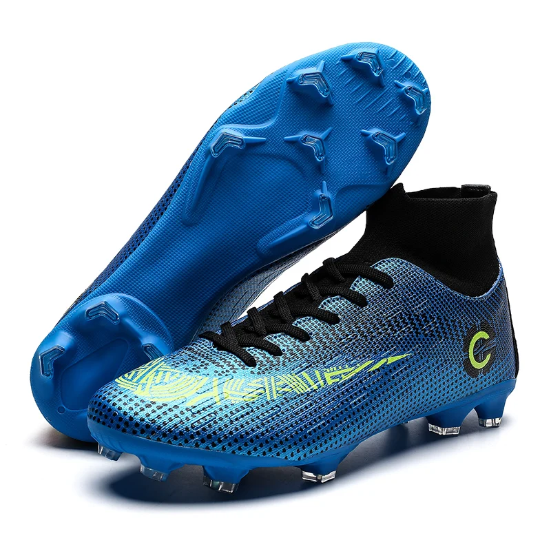 

Men Football Boots Soccer Cleats Boots Long Spikes TF Spikes Ankle High Top Sneakers Soft Indoor Turf Futsal Soccer Shoes Men