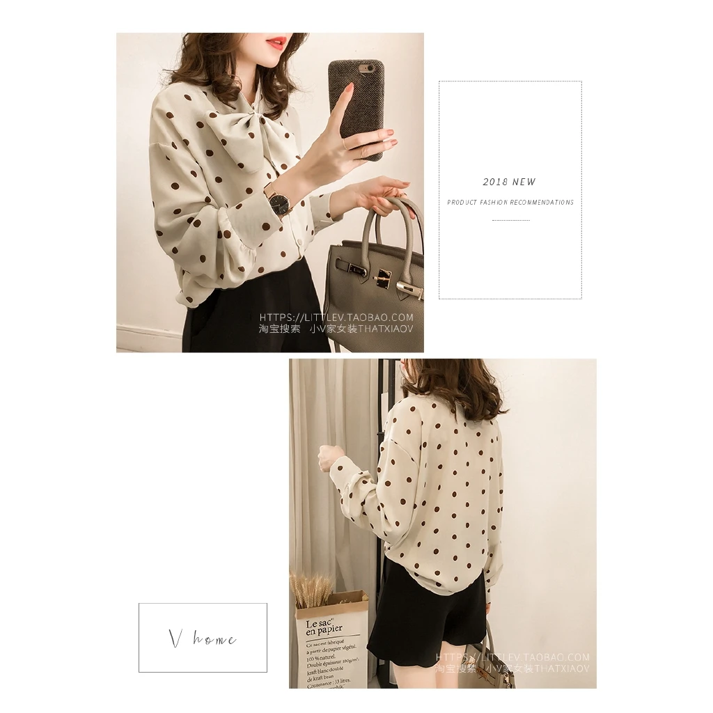 

M-4XL women's Female Dot blouse Big Size Fashion Loose Tops Shirts