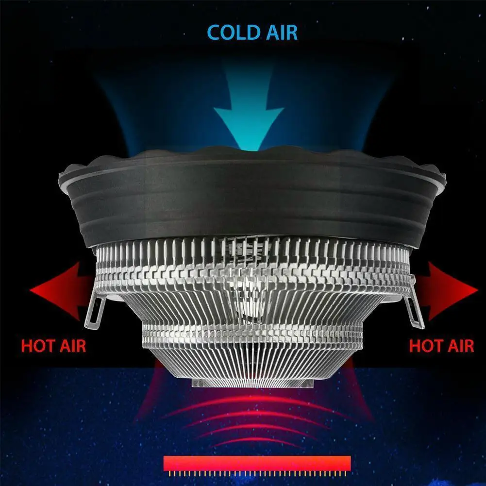 

Вентилятор для ЦП с цветным охлаждением, вентилятор для эффективного охлаждения, светящийся радиатор для ЦП 775amdin, радиатор для 3 настольных ...
