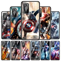 captain america cool for huawei p40 p30 pro plus p20 p10 lite p smart z 2021 2020 2019 luxury tempered glass phone case