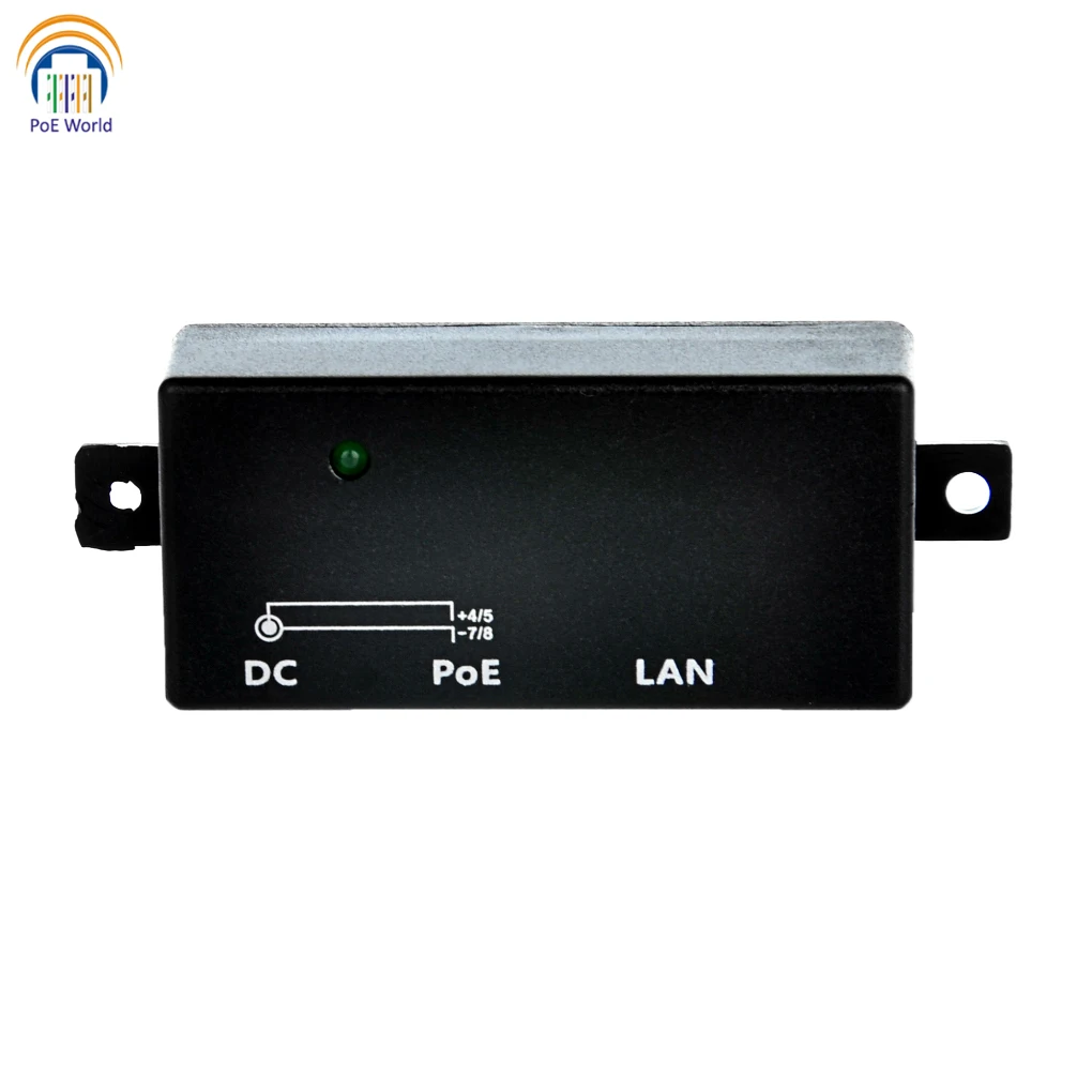 Пассивный Инжектор PoE 10/100 Power over Ethernet экранированный RJ 45 LAN + POE и разъем питания 2 1