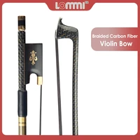lommi 44 full size gold braided carbon fiber violin bow black mongolia horsehair abalone slide fleur de lis ebony frog