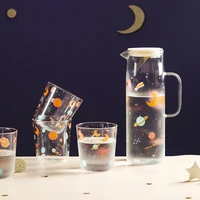 jinyoujia 1 2l starry sky borosilicate glass pitcher heat resistant teapot set juice iced tea hot or cold water jar kettle