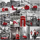 Evershine Алмазная вышивка улица картина стразы полная площадь Круглый Алмазная мозаика Черный Красный Алмазная Живопись цветок Подарки ручной работы