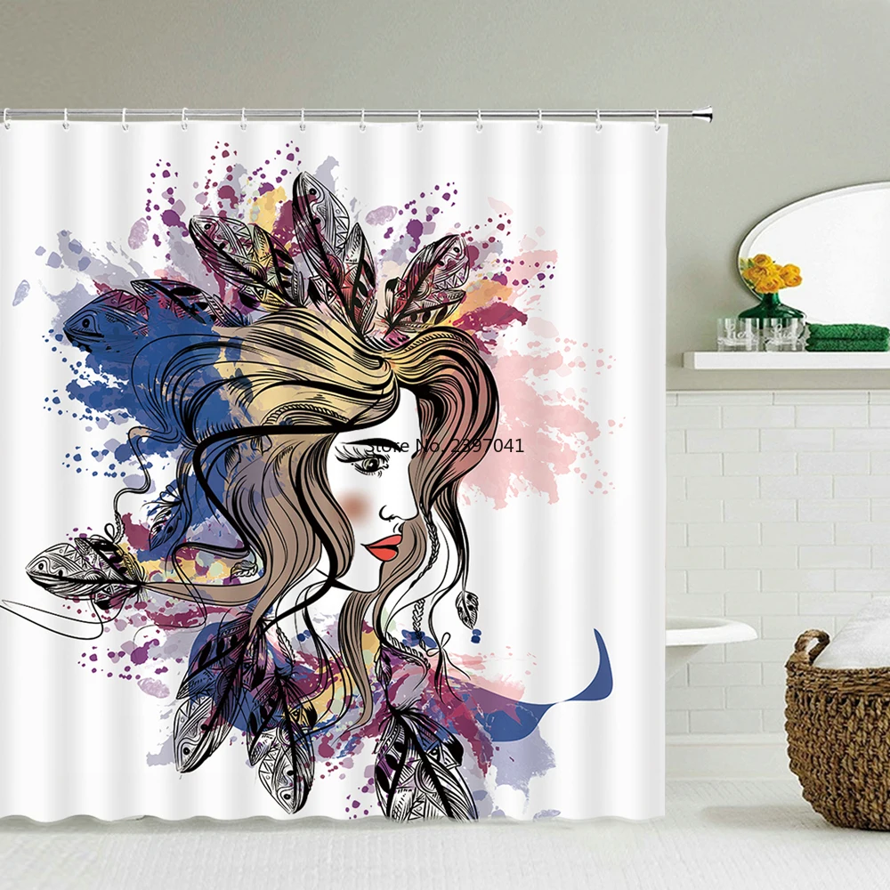 

Высококачественные занавески для ванной красивой женщины Девушки водонепроницаемые занавески для душа из полиэстера занавески для ванной...