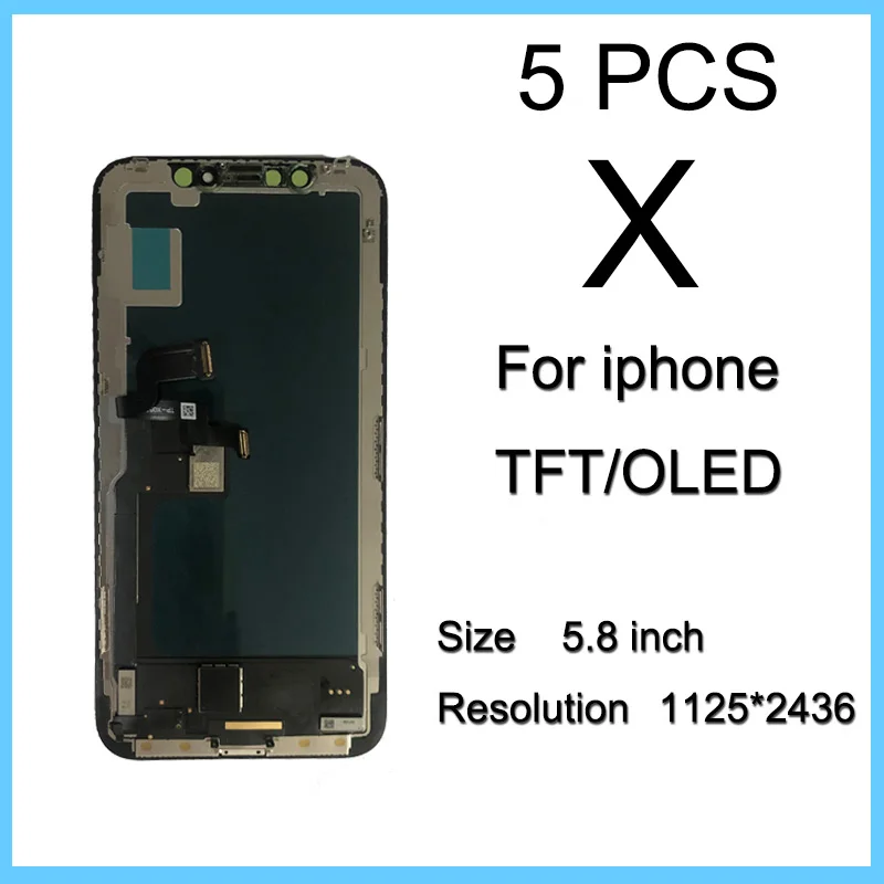 

Оптовая продажа, 5 шт., сенсорный дигитайзер OLED в сборе для iPhone X, сменный ЖК-экран без битых пикселей для iPhoneX LCD