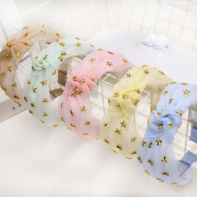 Ободок для волос Женский кружевной со звездами |