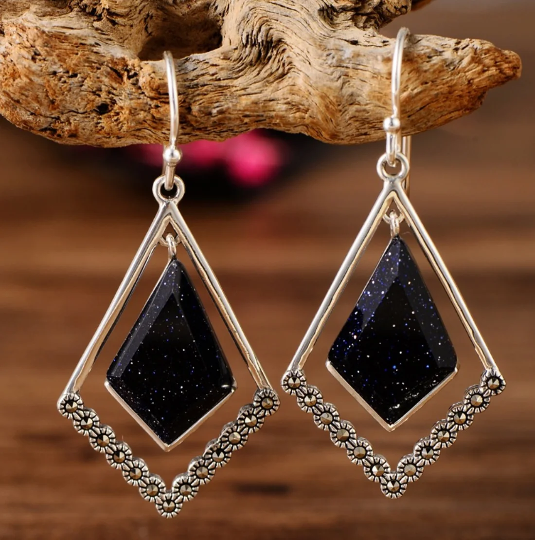 

S925 sterling silver simple modern light luxury starry sky shiny diamond purple zircon ladies earrings