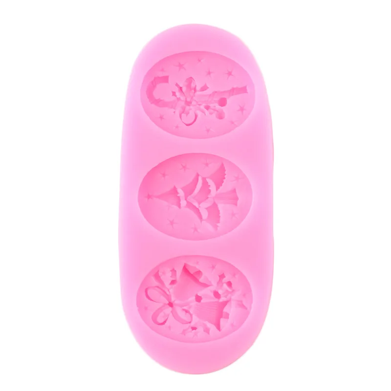 Формы из силикона для конфет и шоколадных изделий с рождественской елкой, палочкой, колокольчиком, бантами, инструментами для украшения тортов и кексов, формы для фонданта.