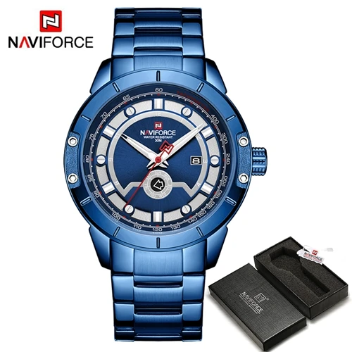 NAVIFORCE Роскошные брендовые наручные часы мужские модные деловые Часы повседневные спортивные водонепроницаемые золотые часы мужские часы Relogio Masculino - Цвет: BEBEBOX