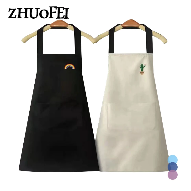 

Home Kitchen Unisex Bib 68*72 CM Black/White Cooking Apron PVC Waterproof Aprons With Pockets Solid Color Sleeveless Apron A0001