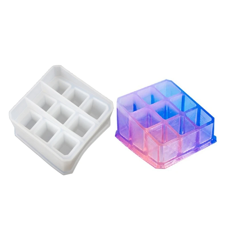 

5 Pcs Silicone Resin Molds 9-Slot Epoxy Molds Pen Holder for Epoxy Crafts DIY LX9D