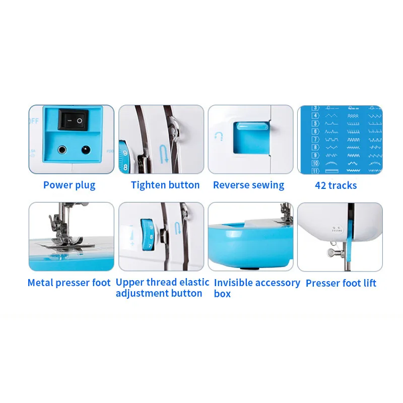 Мини 18 Вт 42 Pin портативная ручная швейная машина домашняя многофункциональная