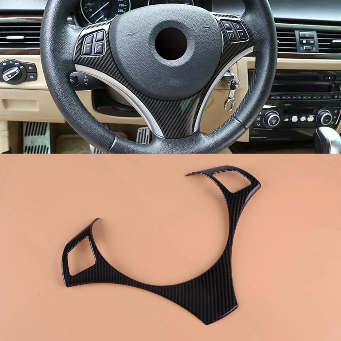 Чехол на руль beler черный Стильный чехол из АБС пластика для BMW E90 E92 E93 M3 E82 1M 2008 2009 2010