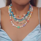 Женское Ожерелье-чокер с цветными бусинами, в Корейском стиле