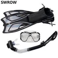 adult diving goggles mask set with snorkel male and female water scuba snorkeling mask swimming diving fins diving equipment set