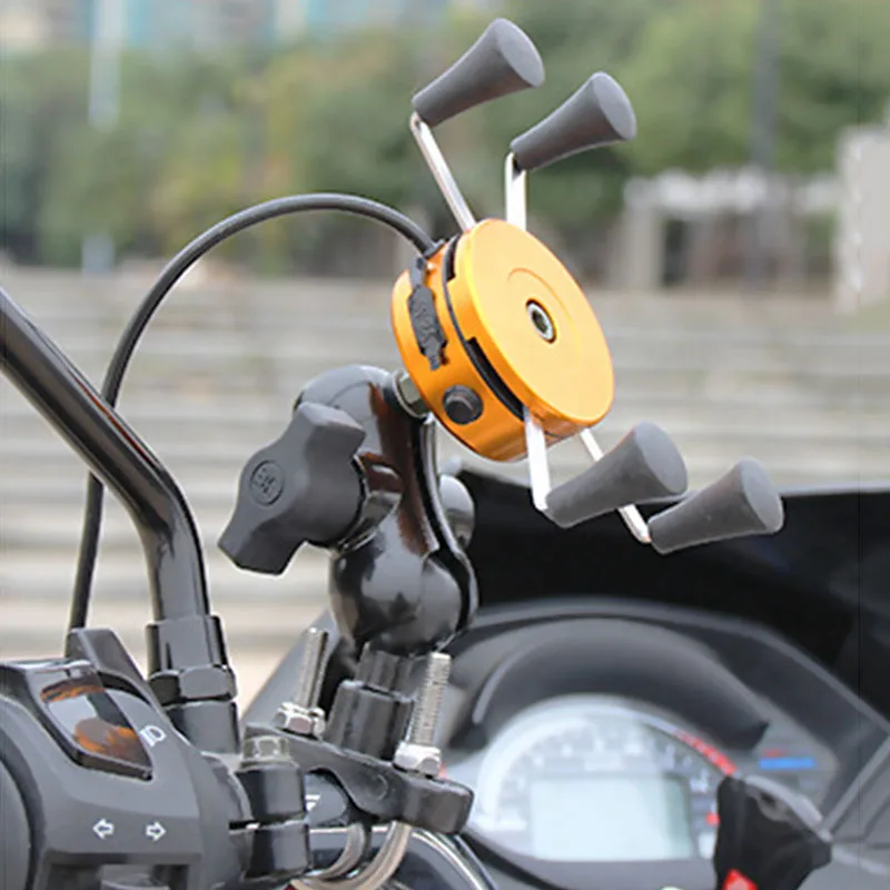 arvin motorcycle usb charging phone holder universal rotating moto mobile phone stand gps bracket mount for iphone xr 4 7 6 inch free global shipping